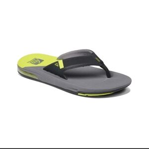 Reef Men's Fanning Bottle Opener Flip Flop Thong Sandal - Gray Lime Low